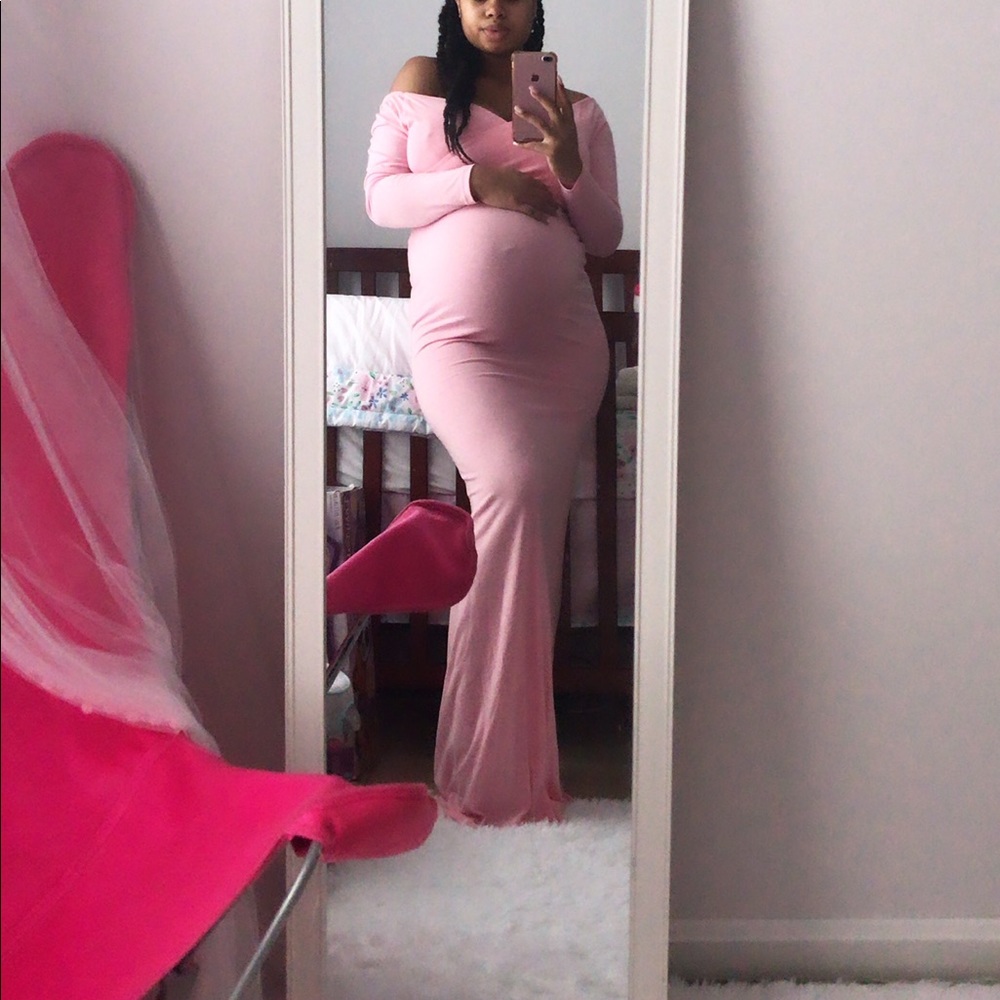 Evacus Women’s Off Shoulder Maternity Dress - Pink